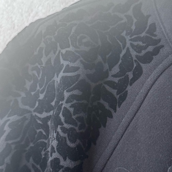 Lululemon Floral Flock Pullover Lightweight Scuba Cotton Velvet SweatShirt Goth - Picture 7 of 16